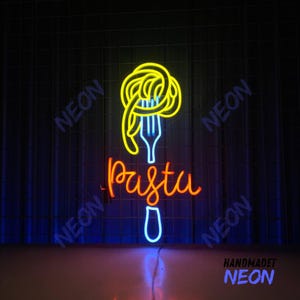 Custom Pasta Neon Sign, Italian Noodles Led Light, Italy Noddle Neon Sign, Italy Food Neon Light, Spaghetti Neon Light, Fork Led Sign Decor