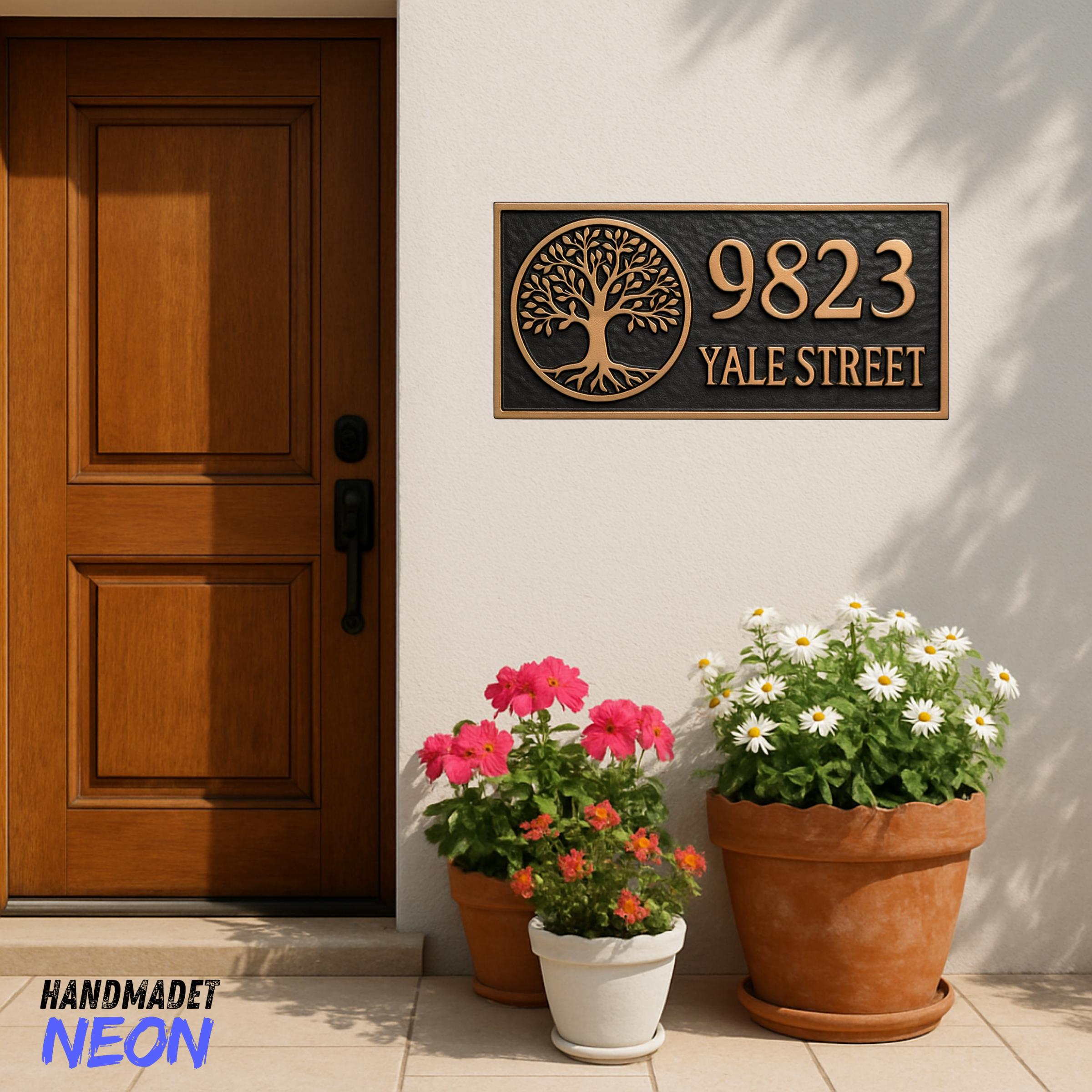 Tree Address Custom Tree Address Sign Plaque, House Number Sign, Personalized ...