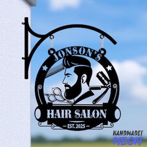 Personalized Barber Shop Metal Hanging Sign: Vintage Hair Salon Decor