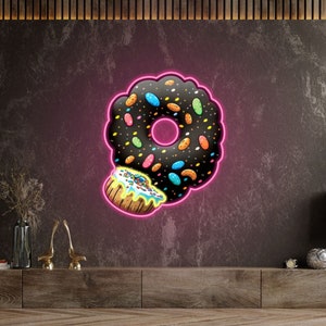 Donut Acrylic Neon Sign, Donut Led Sign, Wall Decor, Custom Neon Sign, Best Gifts, Birthday&#39;s Gifts, For Donut Lovers
