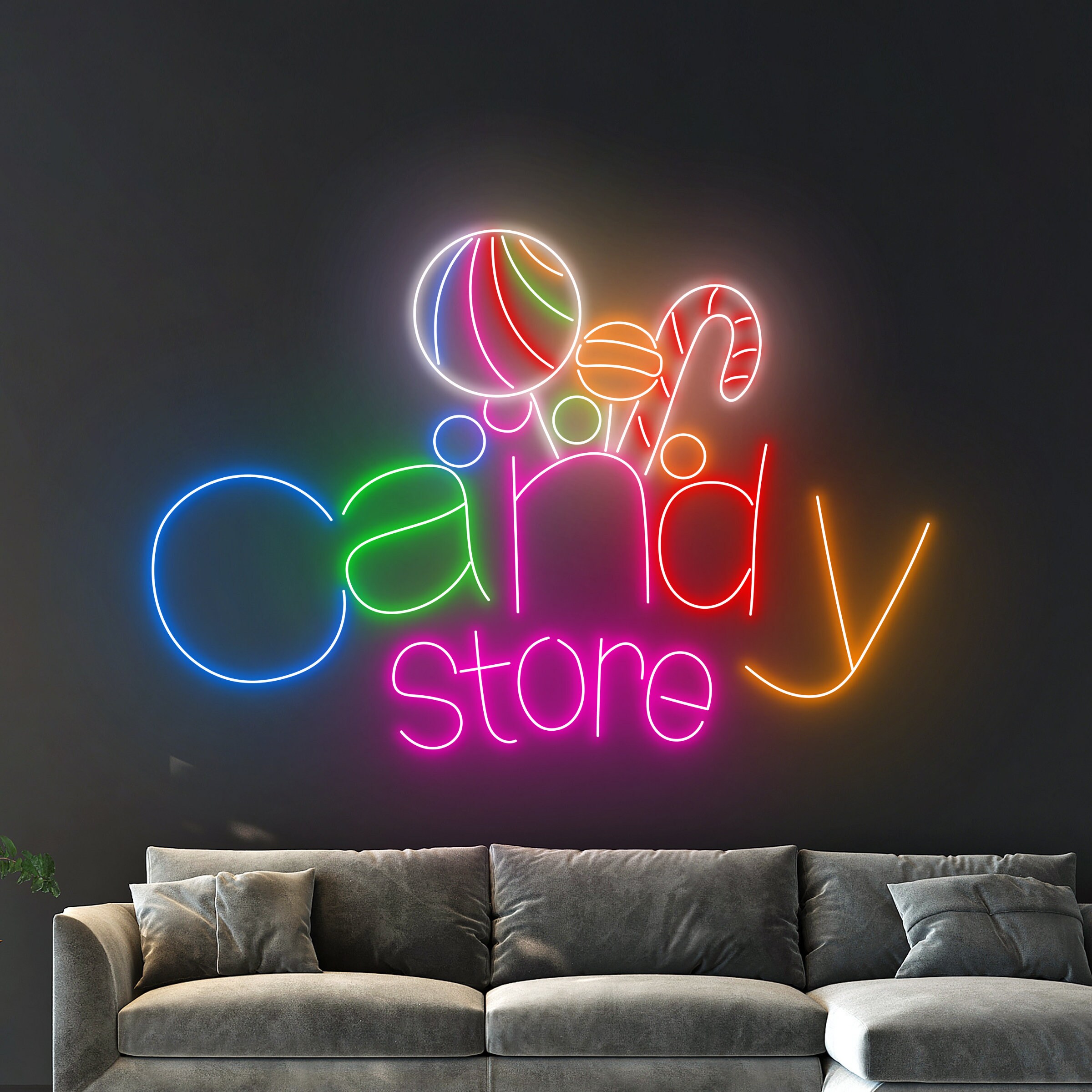 KANDYTOWN SIGN – Sign Few Colors Candy Shop Neon Sign, Candy Shop Led Lights, Candy Neon