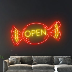Candy Open Logo Neon Sign, Candy Open Neon Sign, Candy Bakery Led Light ...