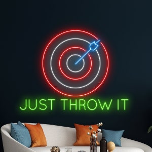Just Throw It Dart Neon Sign, Wall Decor, Dart Neon Sign, Custom Neon Sign, Sport Shop Led Sign, Man Cave Decor, Dart Game Room Decor