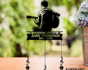 Campanas de viento de metal conmemorativas personalizadas para guitarristas, regalos conmemorativos personalizados para guitarristas, decoración de jardín al aire libre, regalos para amantes de la música