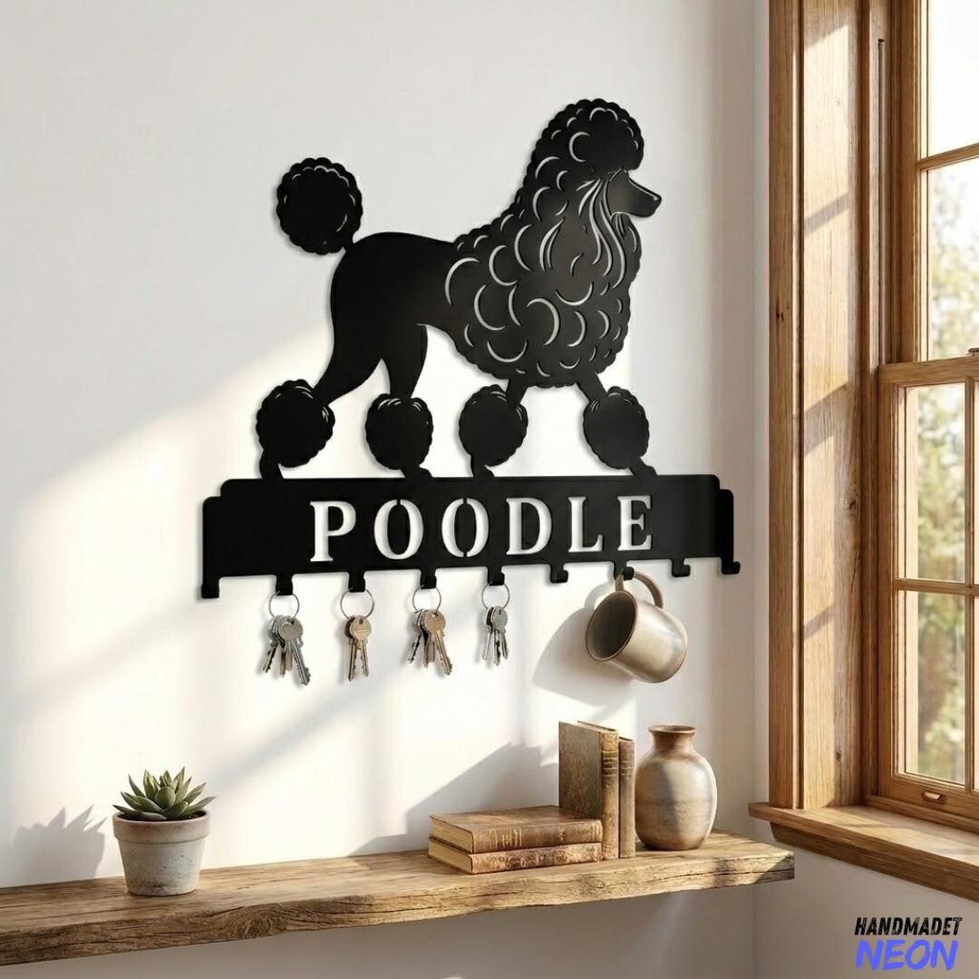 Custom Poodle Metal Key Holder, Dog Wall Coat Rack Sign, Pet Memorial ...