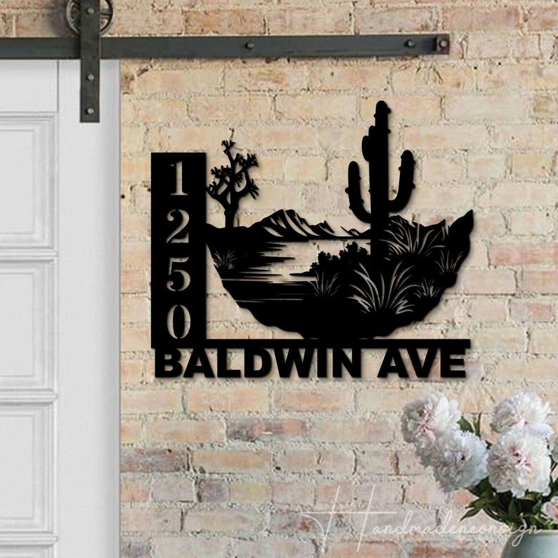 Personalized Cactus House Number, Desert Home Number Metal Wall Sign ...