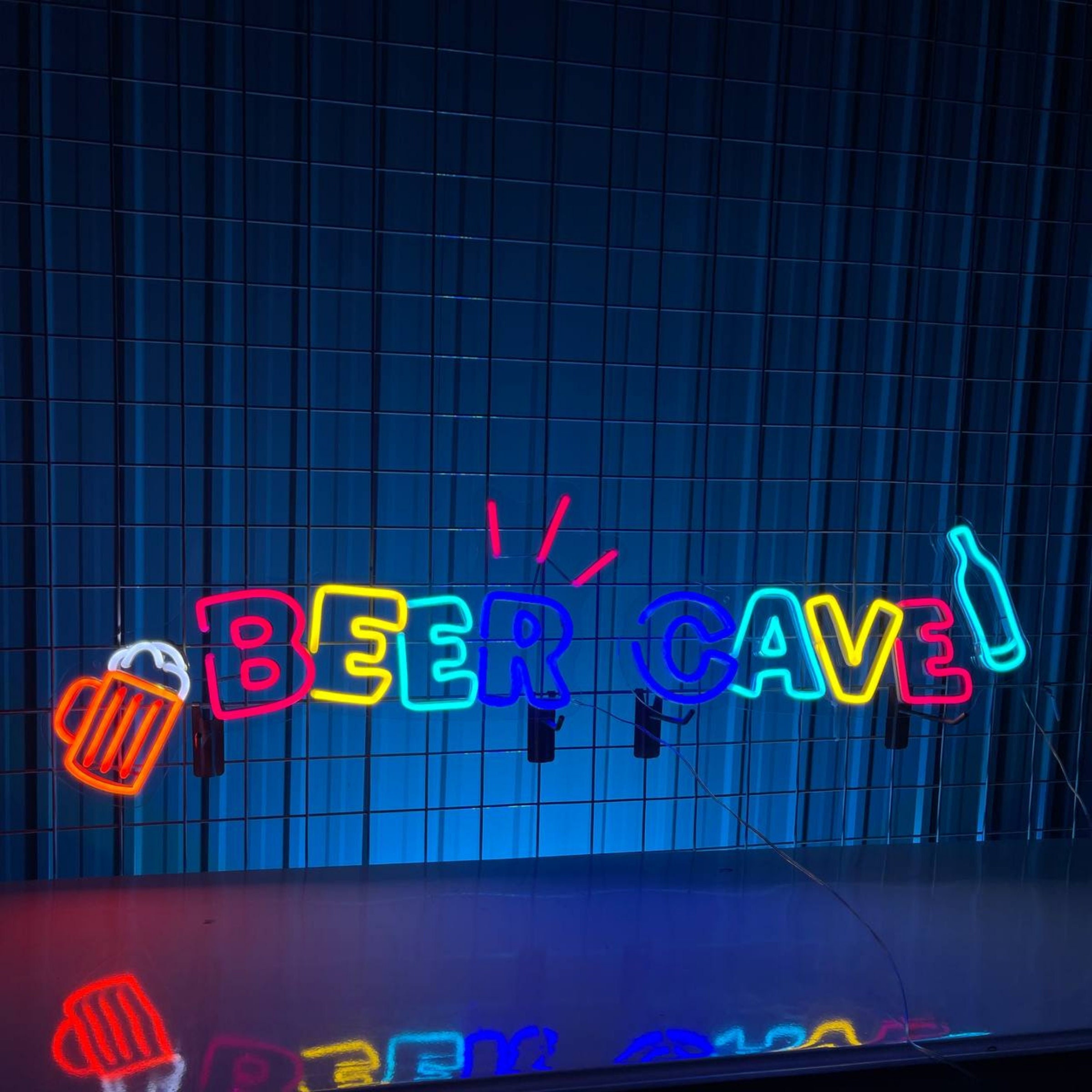 LED Beer Cave Sign for Business Displays | Horizontal Electronic Light Up S LED Beer Cave Sign for Business, Super Bright LED Open Sign for