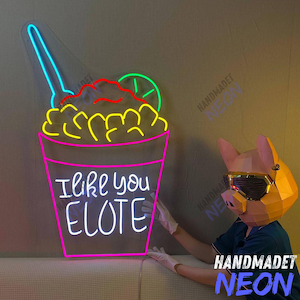 Elote Neon Sign, Mexican Street Corn LED Light, Elote Fast Food Restaurant Wall Decor Led Sign, Mexican Elote Cuisine Store Light