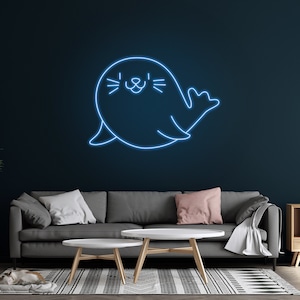 Cute seal neon sign, seal led neon gift, seal neon light decor, seal nursery neon light, seal led sign, neon for seal lovers