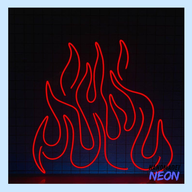 Flames Fire Neon Sign, Fire LED Light, Burning Fire LED Sign, Flames ...