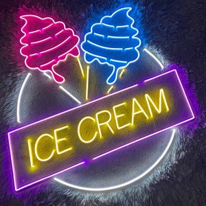 Ice Cream Neon Sign, Ice Cream Led Sign, Ice Cream restaurant Led Sign, Neon Sign, Restaurant Decor, Cafeteria Neon Sign, Entrance way decor