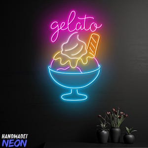 Gelato Neon Sign For Wall Decor, Gelato Neon Light, Ice Cream Led Light, Custom Neon Sign, Dessert Shop Decor, Ice Cream Shop Sign