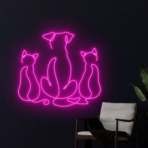 Cat Dog Led Sign, Dog Cat Pet Service Neon Sign, Pet Shop Led Light, Animal Pet Spa Neon Light, Pet Hotel Room Wall Decor, Grooming Led Sign