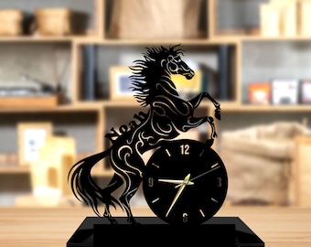 最終値下げ‼️*785　QUARTZ LISHENG 置き時計　馬の親子 Vintage Horse and Horse Shoe Quartz Deck Clock (2111) Battery