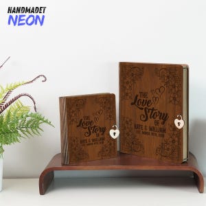 Personalized Wooden Love Story Memory Book, Custom Engraved Anniversary Memory Box, Romantic Keepsake Box For Couple Gift