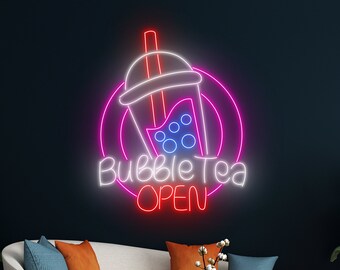 Bubble Tea Open Neon Sign, Boba Tea Neon Light, Milk Tea Led Sign, Tea Drink Led Light, Room Wall Decor, Open Neon Light, Coffee Led Sign