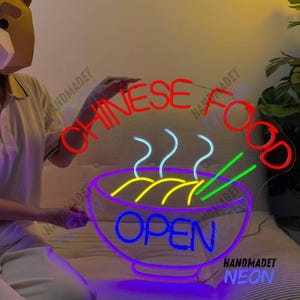 Custom Chinese Food Open Led Sign, Chinese Noodles Led Light, Noddles Bowl Neon Sign, Custom Chinese Food Neon Light, Restaurant Decoration