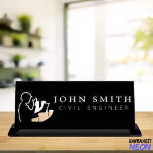 Custom Civil Engineer Metal Name Plate, Engineer Name Plate Table Decor, Custom Engraved Desk Sign, Table Office Decor, Desk Nameplate
