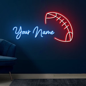 Football Name Neon Sign, Nursery Decor, Personalized Neon Sign, Personalized Name Neon Sign, Name Neon Sign, Kids Name Sign, Football Gift