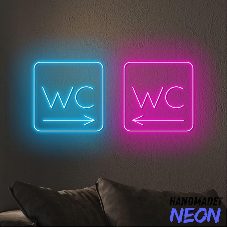 Wc Neon WC Restroom Neon Sign, Men Woman Toilet Led Sign, Toilet WC Neon Light ...