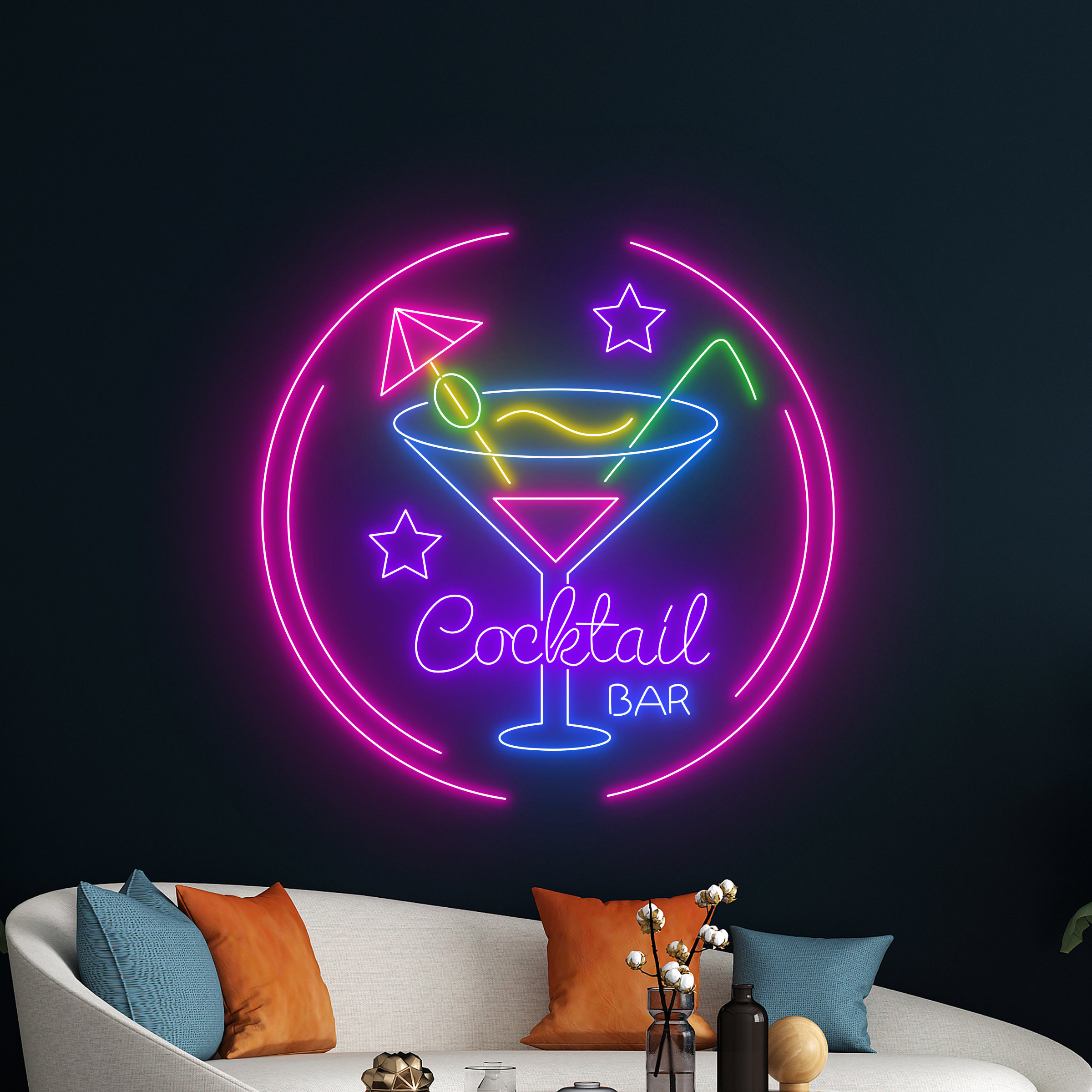 Cocktail Bar Neon Schild, Bar Open Logo LED Licht, Martini Neon Licht, Cocktail Raum Wanddekoration, Bar Club Neon Licht, Trinken Led Schild
