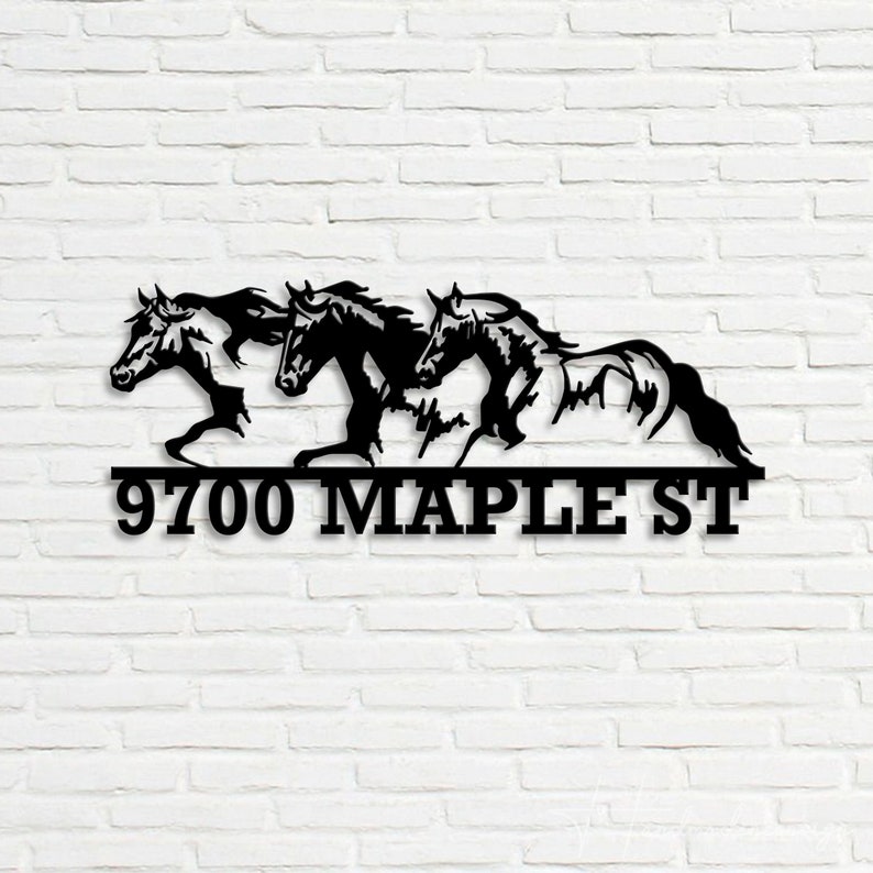Personalized Horses Home Number Metal Sign | Custom Horses Address ...