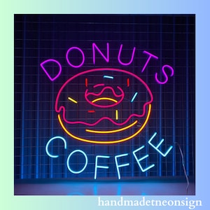 Donuts Coffee Led Sign, Donut Led Sign, Wall Decor, Shop Neon Sign, Custom Neon Sign, Restaurant Led Sign, Donut Led Lights, Coffee Decor