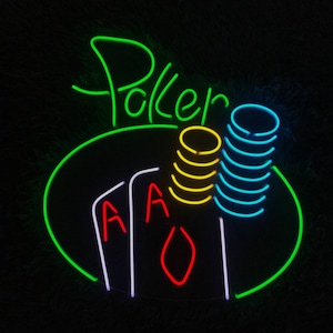 Poker neon sign, Poker led sign, Poker light sign, Poker room sign, Poker room decor, Neon sign wall decor, Cards neon sign, Poker lovers