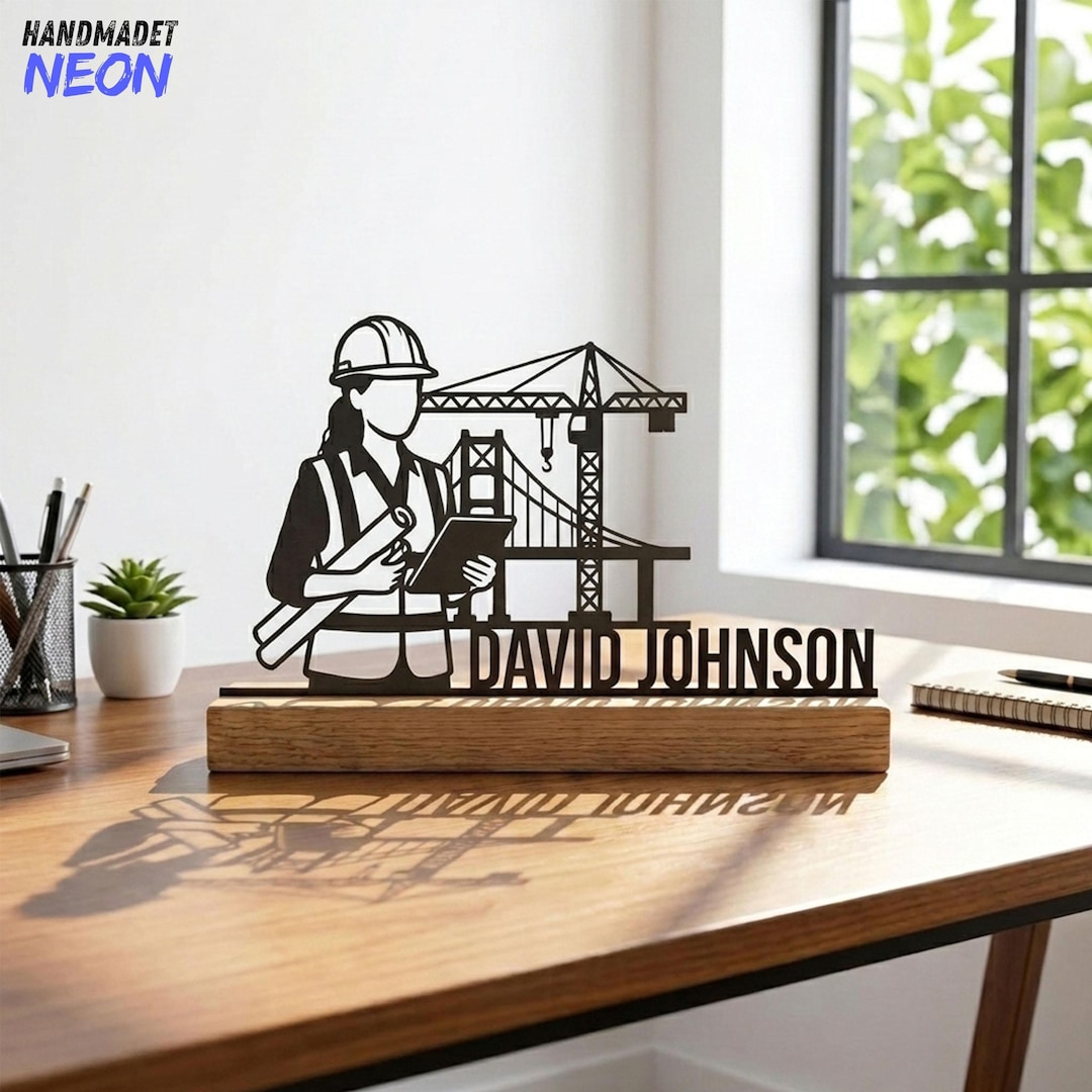 Custom Female Civil Engineer Metal Desk Decor, Construction Architect ...