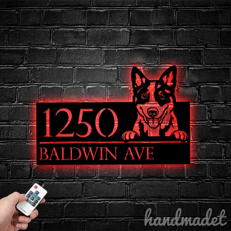 Personalized Blue Heeler Dog House Number, Blue Heeler Dog Home Number ...
