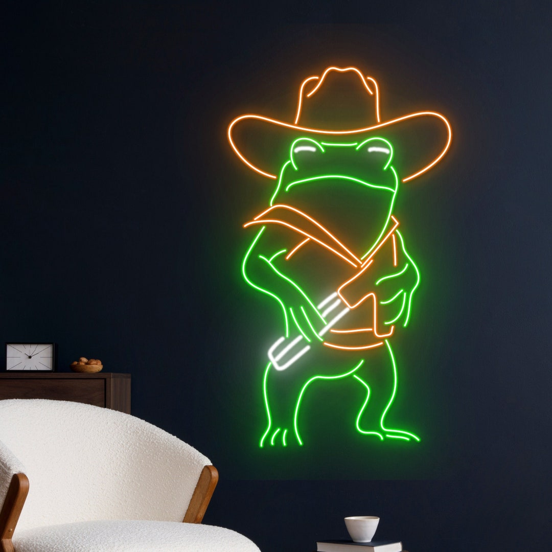 Cowboy Toad Neon Sign Frog Neon Light Cowboy LED USB Powered Dimmable Art Signs For Pub Store Man Cave Room 13 8 X 12 6 Inch C82