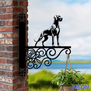 Personalized Great Dane Dog Hanging Bracket, Dog Hanging Basket Bracket, Dog Hanging Bracket For Garden, Pet Metal Sign Garden Decor