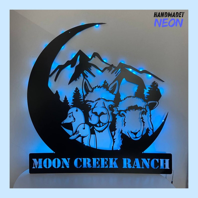 Personalized Donkey Sheep Duck Metal Wall Art LED Light Animal Farm