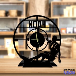 Custom Wakeboarding Tabletop Metal Clock, Wakeboard Office Desktop Clock, Sport Desk Circle Clock, Clock Bookshelf Decor, Clock Home Decor