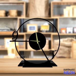 Custom Minimalist Tabletop Metal Clock, Modern Office Desktop Clock, Classic Desk Circle Clock, Clock Bookshelf Decor, Clock Home Decor