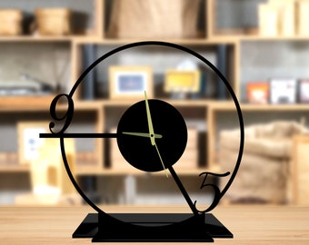 Custom Minimalist Tabletop Metal Clock, Modern Office Desktop Clock, Classic Desk Circle Clock, Clock Bookshelf Decor, Clock Home Decor