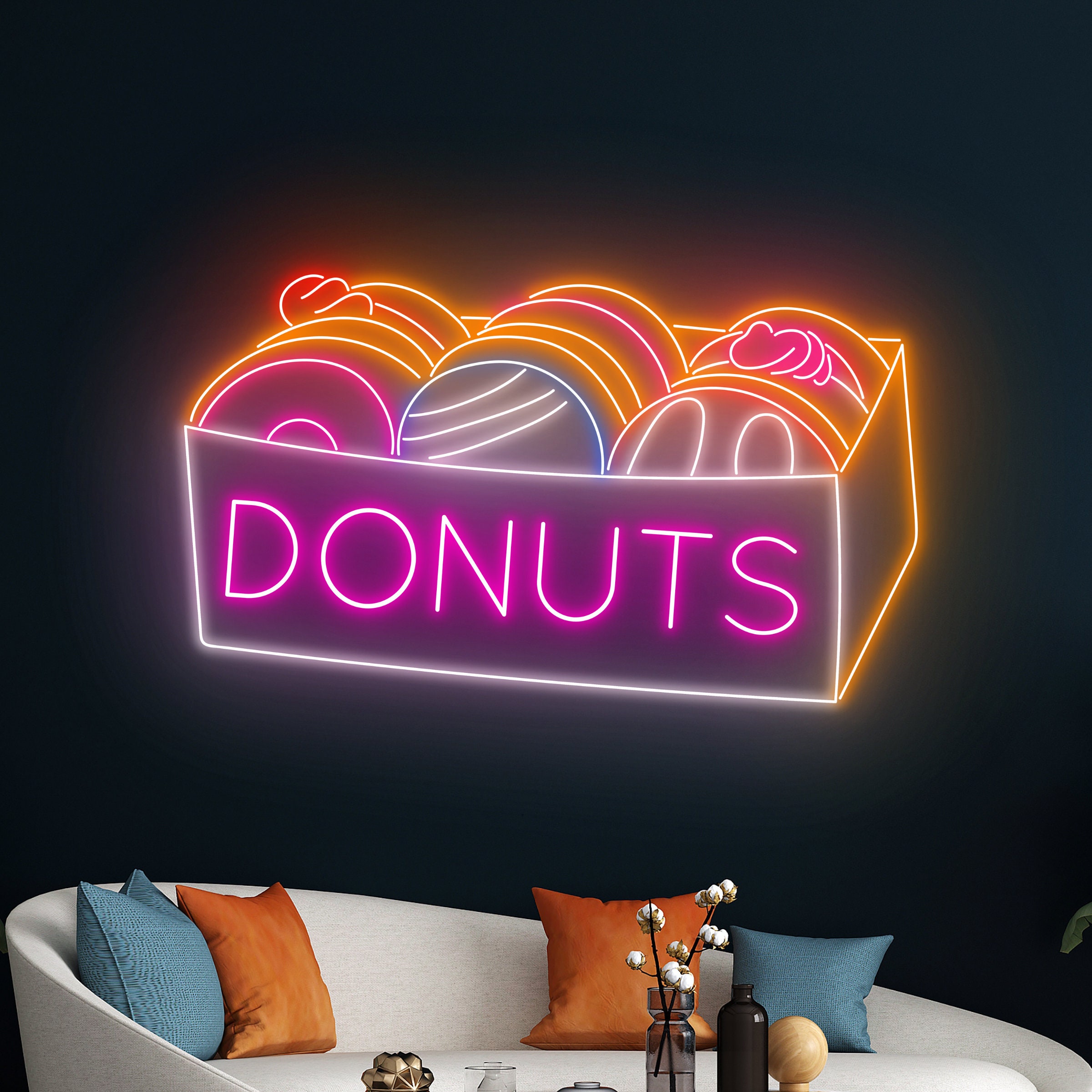 Donut Box Neon Light, Donut Neon Sign, Donut Led Light, Bakery Led Sign ...