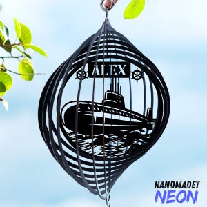 Submarine Wind Spinner, Custom Metal Garden Spinner, Nautical Outdoor Kinetic Art, Submarine Lover Yard Decor, Ocean Ornament