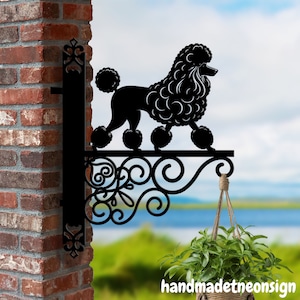 Personalized Poodle Dog Hanging Bracket Poodle Dog Hanging Basket Bracket, Dog Hanging Bracket For Garden, Dog Pet Metal Sign Garden Decor