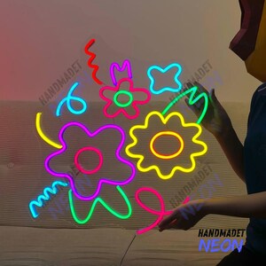 Colorful Flower Neon Sign, Flower Shop Led Sign, Floral Neon Light, Florist Led Light, Neon For Flower Shop Wall Art, Flower Wall Decor