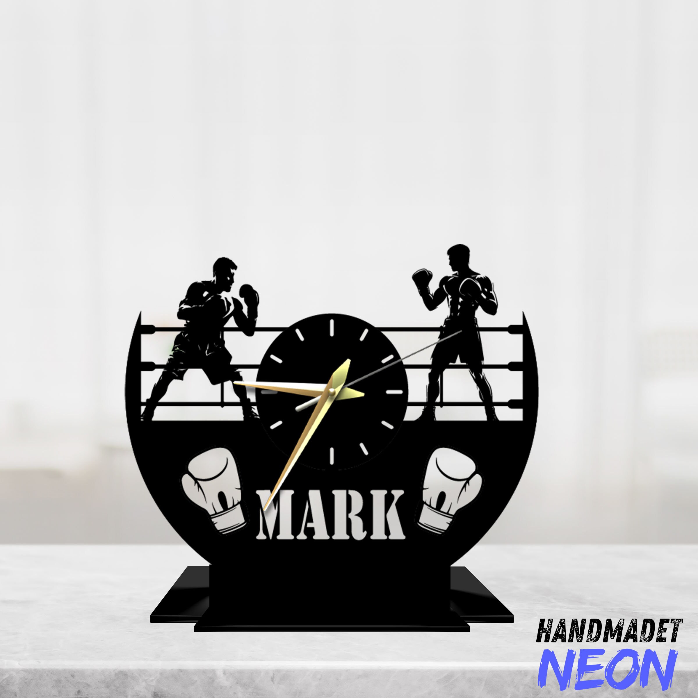 Custom Boxing Tabletop Metal Clock, Boxer Office Desktop Clock, Boxing ...