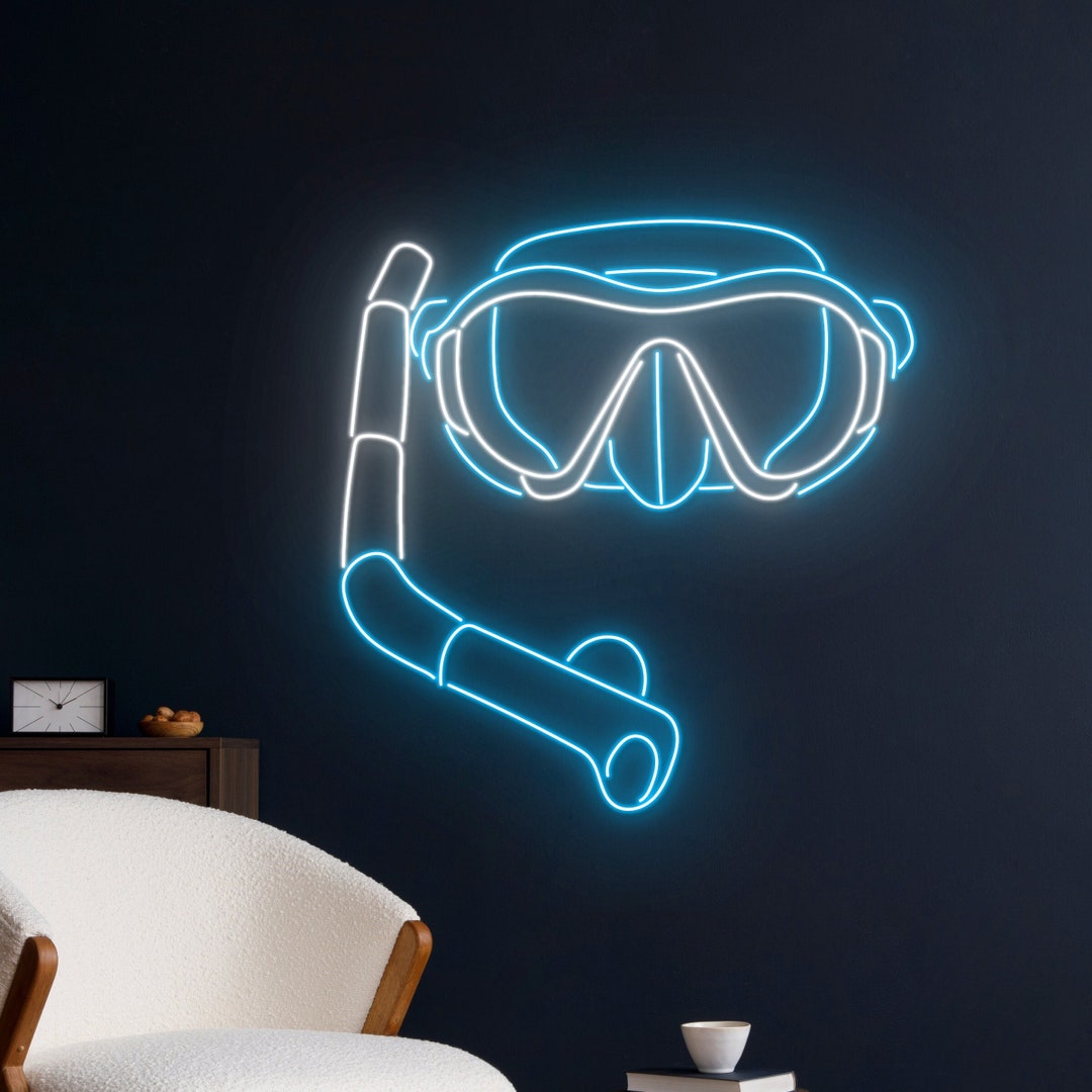 Scuba Diving Neon Sign Diver Neon Light Diving Mask Led Etsy