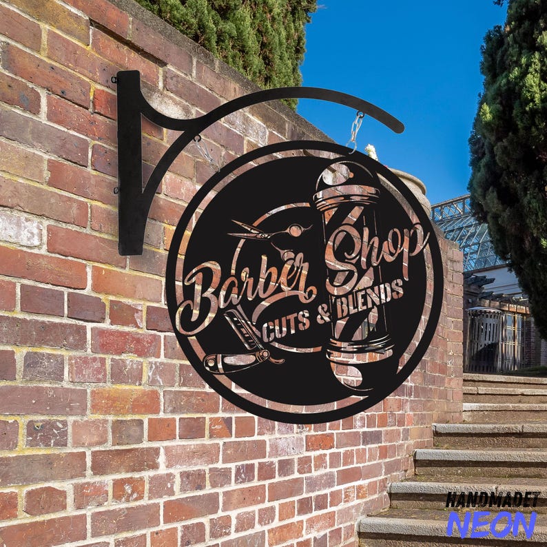 Personalized Barber Hanging Sign, Barber Shop Outdoor Hanging Sign ...