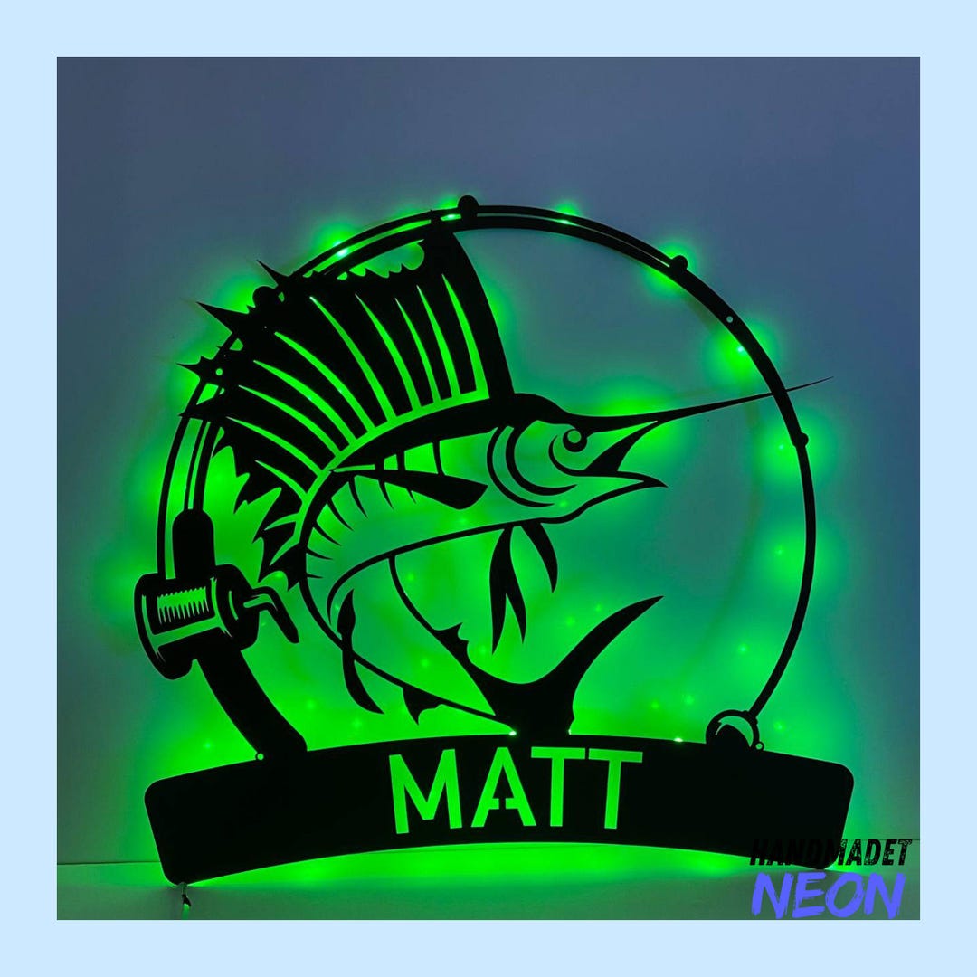 Personalized American Sailfish Metal Wall Sign, Fish Metal Wall Light ...