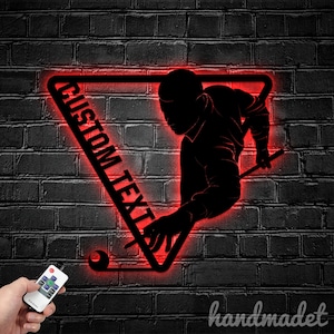 Homem personalizado jogando bilhar sinal de metal, luz de metal de bilhar, luz led de bilhar, decoração de parede de salão de piscina, decoração de arte de parede de bilhar