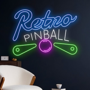 Retro Pinball Neon Sign, Pinball Retro Led Light, Pinball Neon Light ...