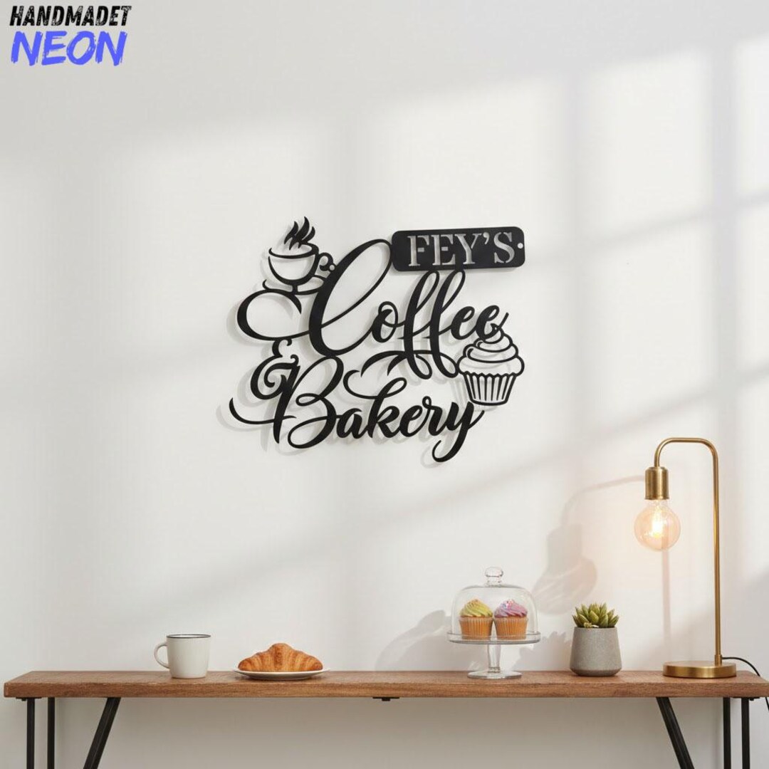 Personalized Bakery Metal Sign, Coffee and Cupcake Wall Art, Custom ...