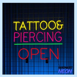 Tattoo Piercing Open Led Neon Sign, Tattoo Piercing Led Sign, Bar Neon Sign, Custom Neon Sign, Mancave Led Sign, Neon Sign, Shop Neon Sign