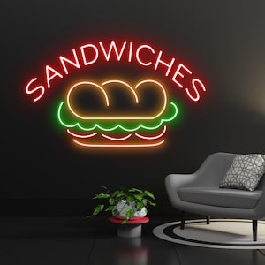 Sandwiches Led Sign, Sandwiches Neon Sign, Wall Decor, Sandwiches Art Sign, Home Decor, Best Gifts, Fast food neon sign, Restaurant decor