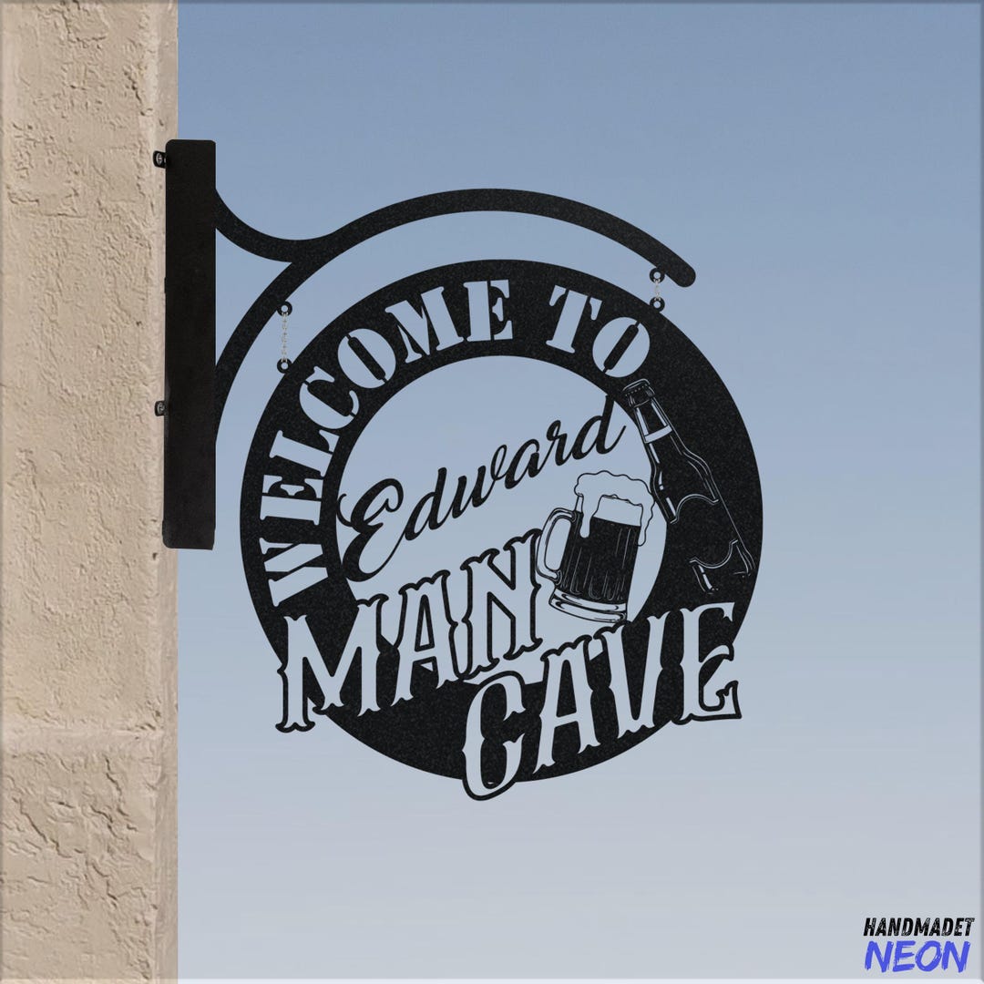 Personalized Man Cave Hanging Sign, Beer Bar Outdoor Metal Hanging Sign ...